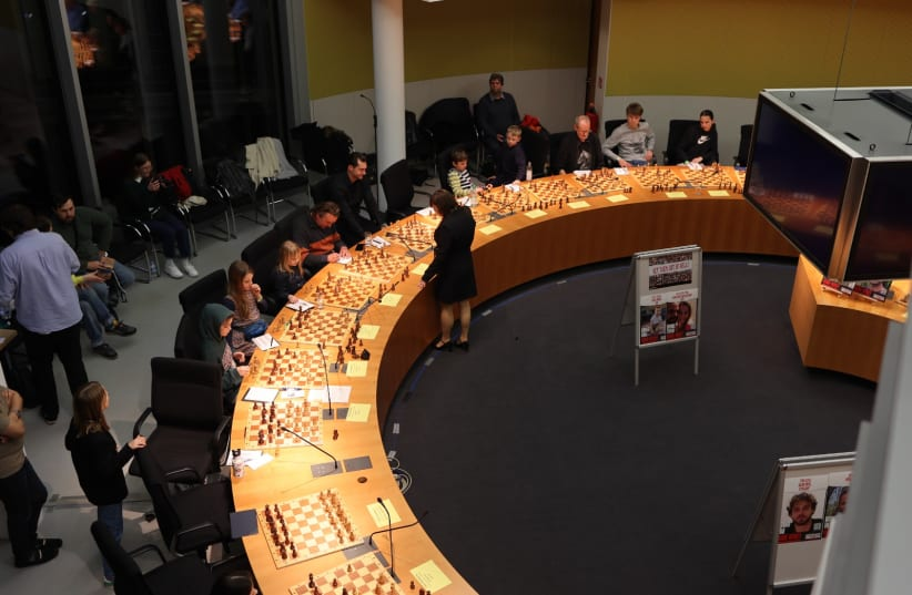 Chess players gather to play in honor of Israeli hostages held in Gaza in Berlin, Germany, March 14, 2024.
(photo credit: CHESS4SOLIDARITY)