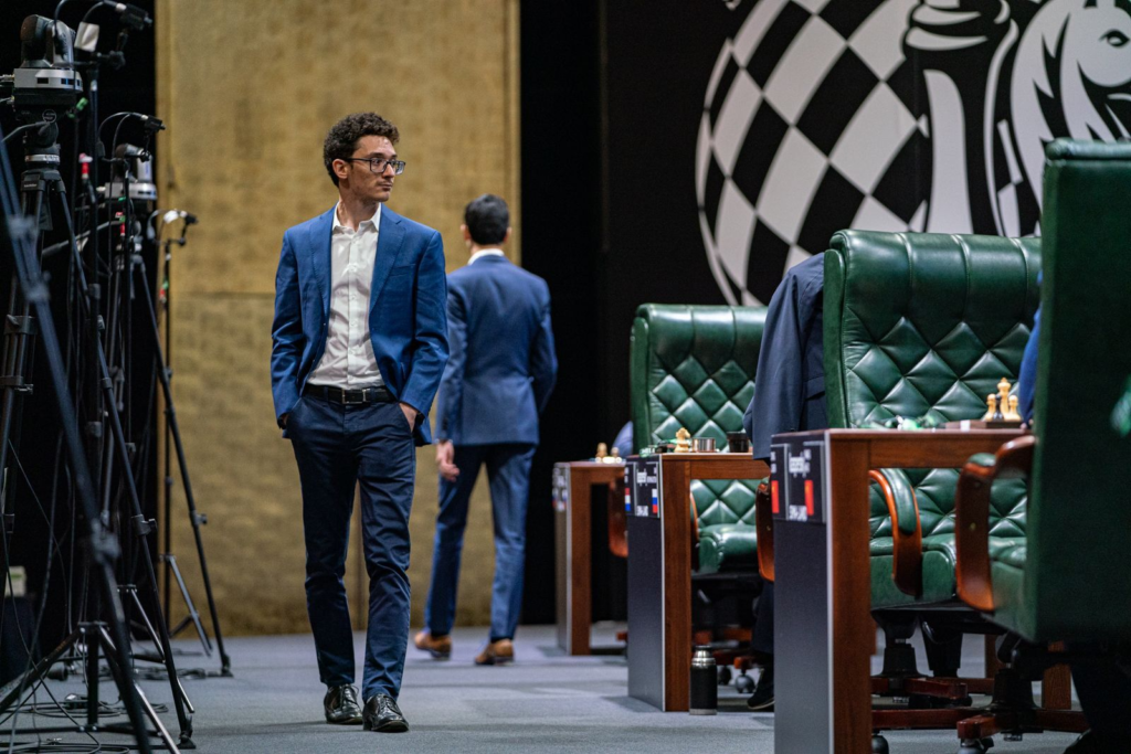 Weird chairs and COVID measures dominated the 2020 Candidates Tournament in Yekaterinburg. Photo: Maria Emelianova/Chess.com.