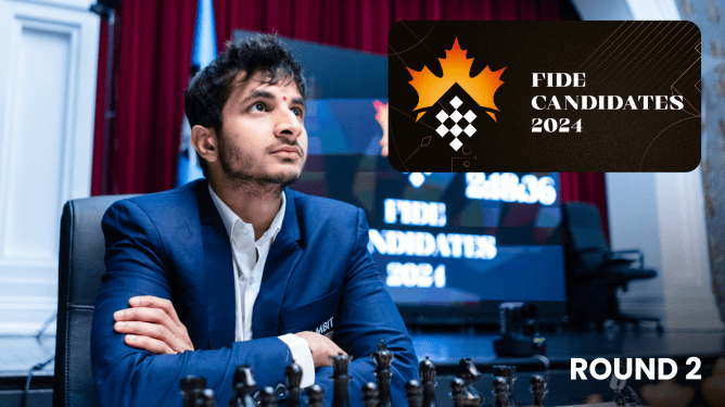 Vidit is tied for the lead with Nepomniachtchi, Gukesh, and Caruana. Photo: Maria Emelianova/Chess.com.