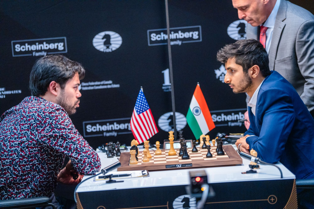 This is Vidit's first ever classical win vs. Nakamura. Photo: Maria Emelianova/Chess.com.
